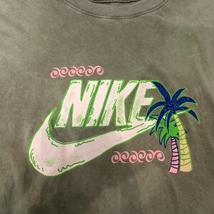 Nike Sage Green Tee with Tropical Graphic